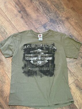 Harley-Davidson Olive Green Short Sleeve Logo Tee